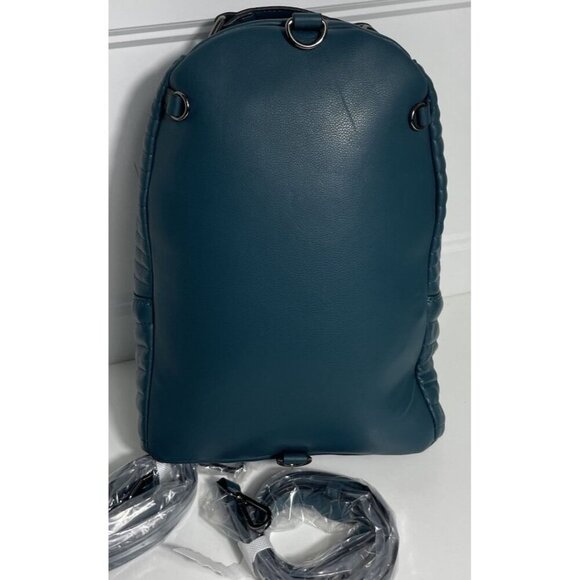 Replay Teal Faux Leather Backpack NEW Medium Quilted Rucksack - Picture 5 of 9